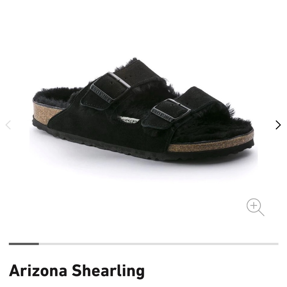 Birkenstock Arizona Shearling Suede Black sandals